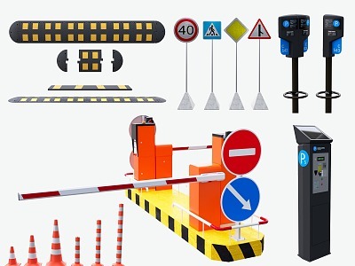 现代交通收费设备 收费杆与挡车杆3D模型的数字化革新